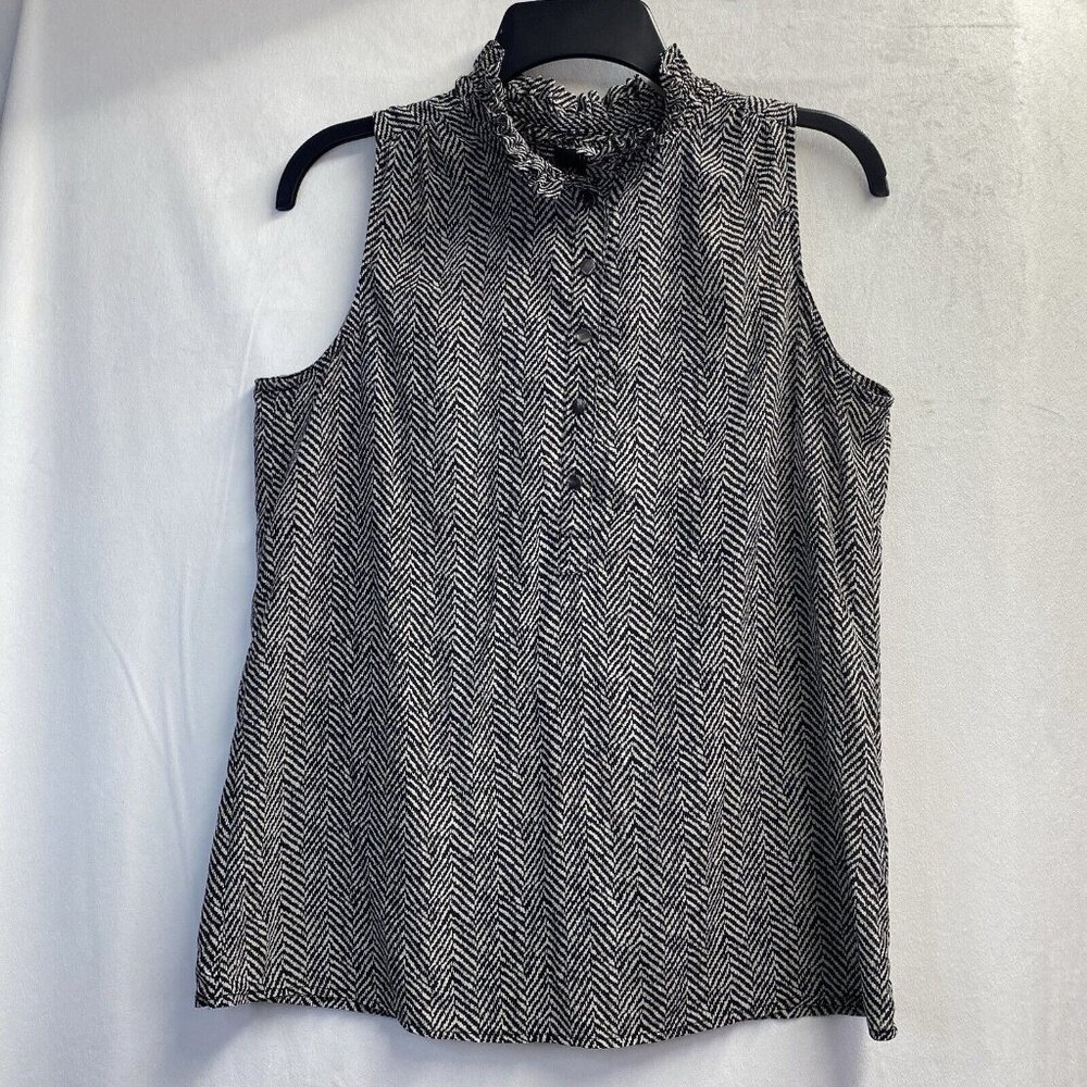 J. Crew Black and White Monochrome Pattern Sleeveless Blouse